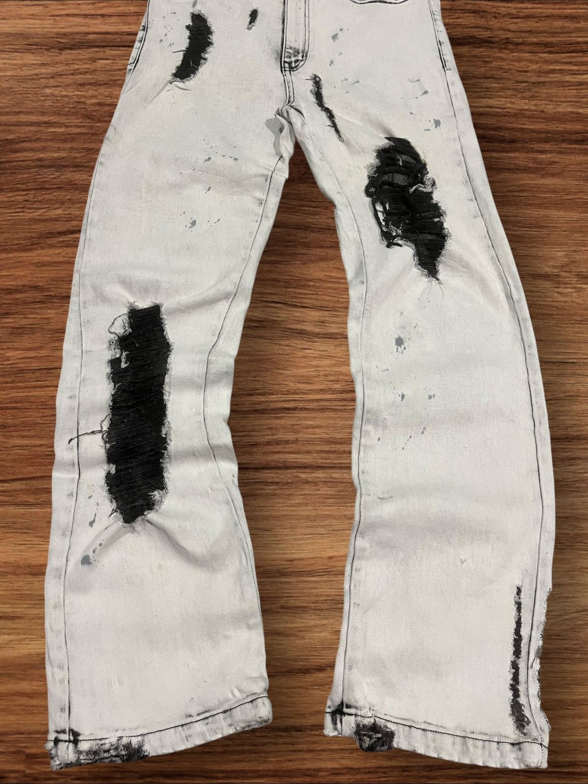 Other Japanese Brand New Flow Distressed Painted Flare Jeans Size US 30 / EU 46 - 7 Thumbnail