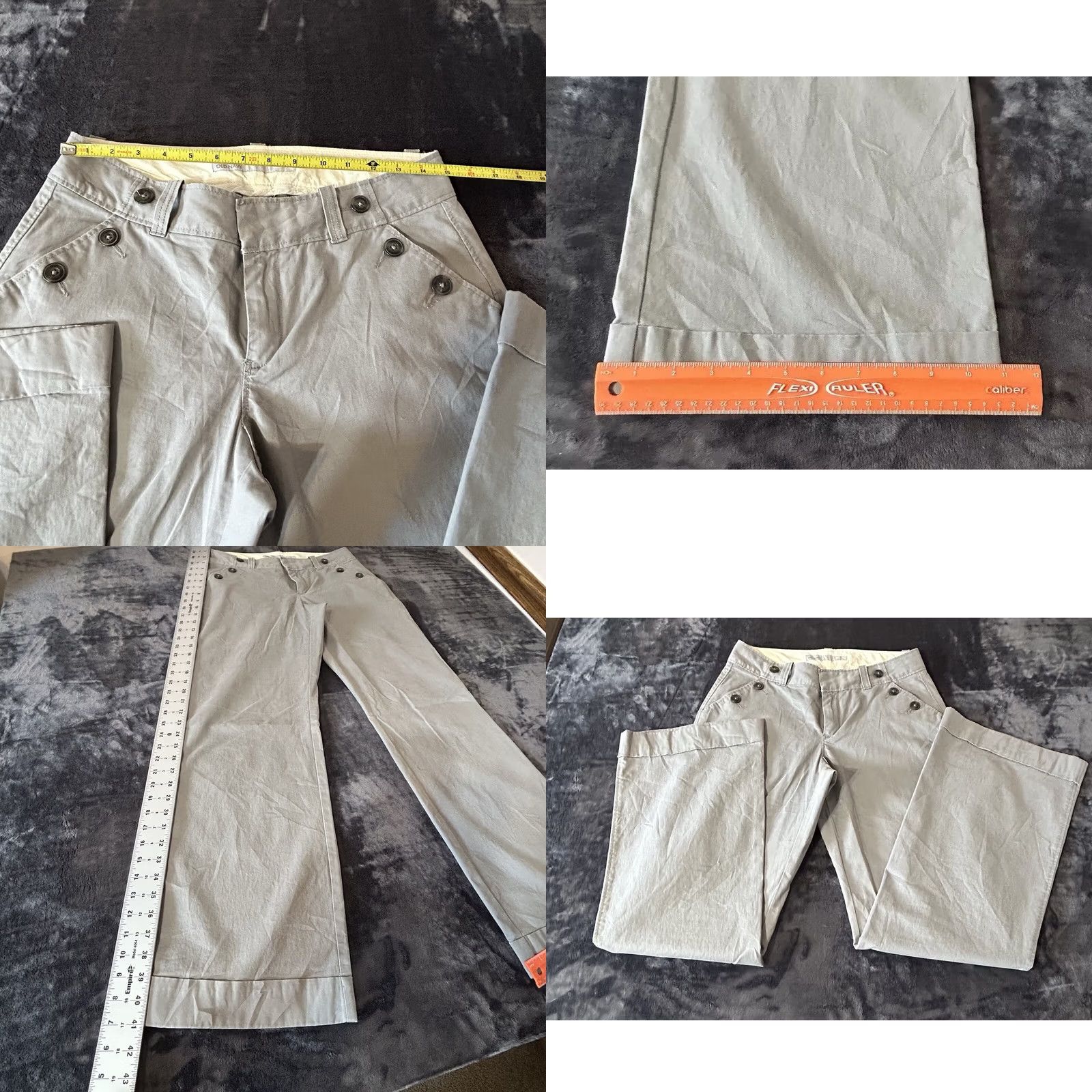 Old Navy Old Navy Wide Legs Pants Women 8 Reg Gray Mid Rise Belt Loops Cuff Size 30" / US 8 / IT 44 - 10 Thumbnail
