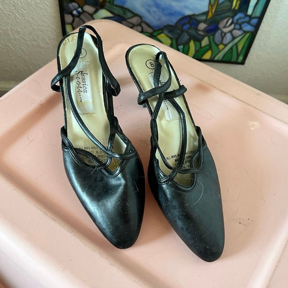 Other jessica scott black kitten heels vintage shoes Size US 8 / IT 38 - 2 Thumbnail