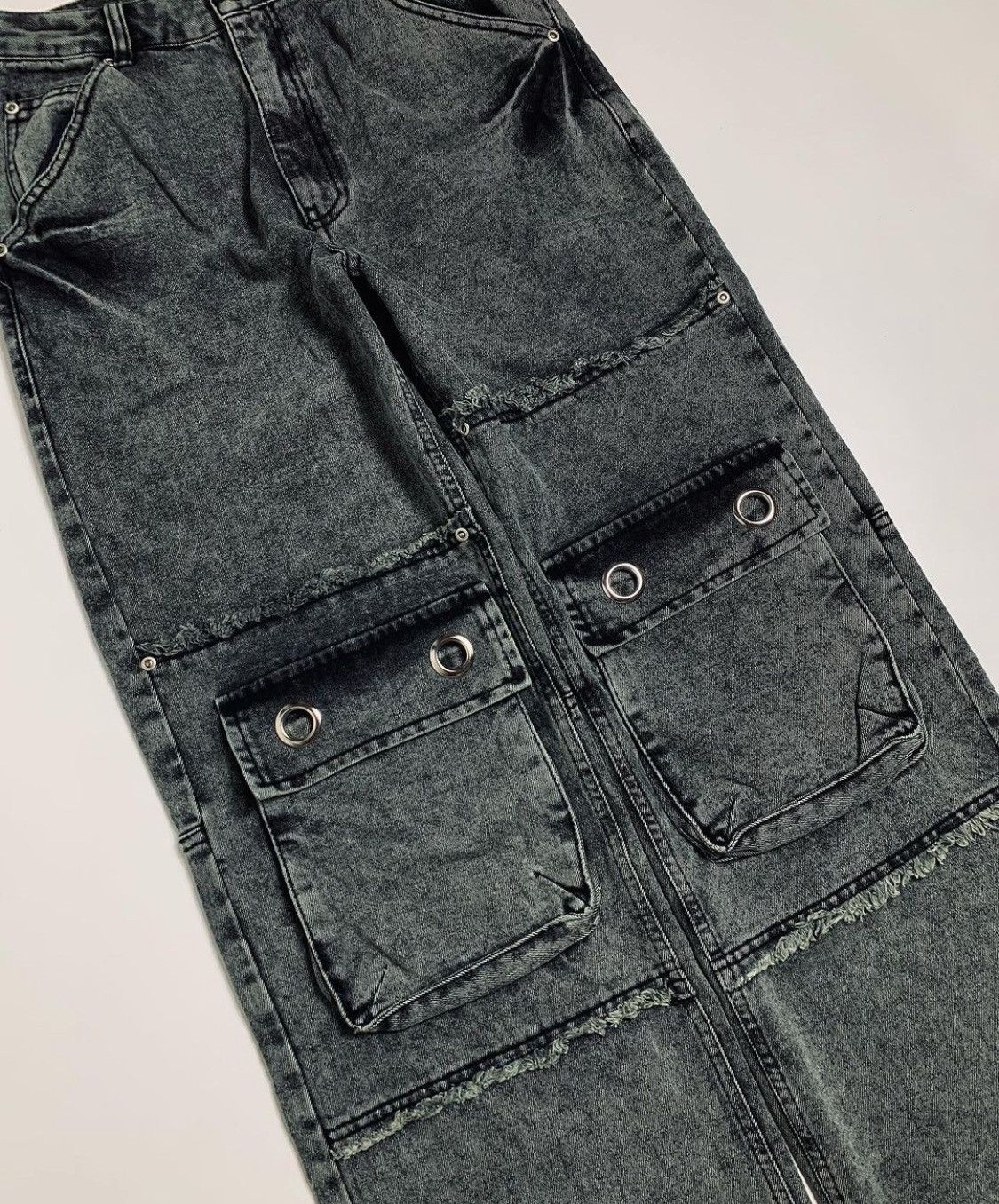 14th Addiction DAMADEN STONE WASH Big Pocke Wide Jeans Size US 30 / EU 46 - 2 Thumbnail
