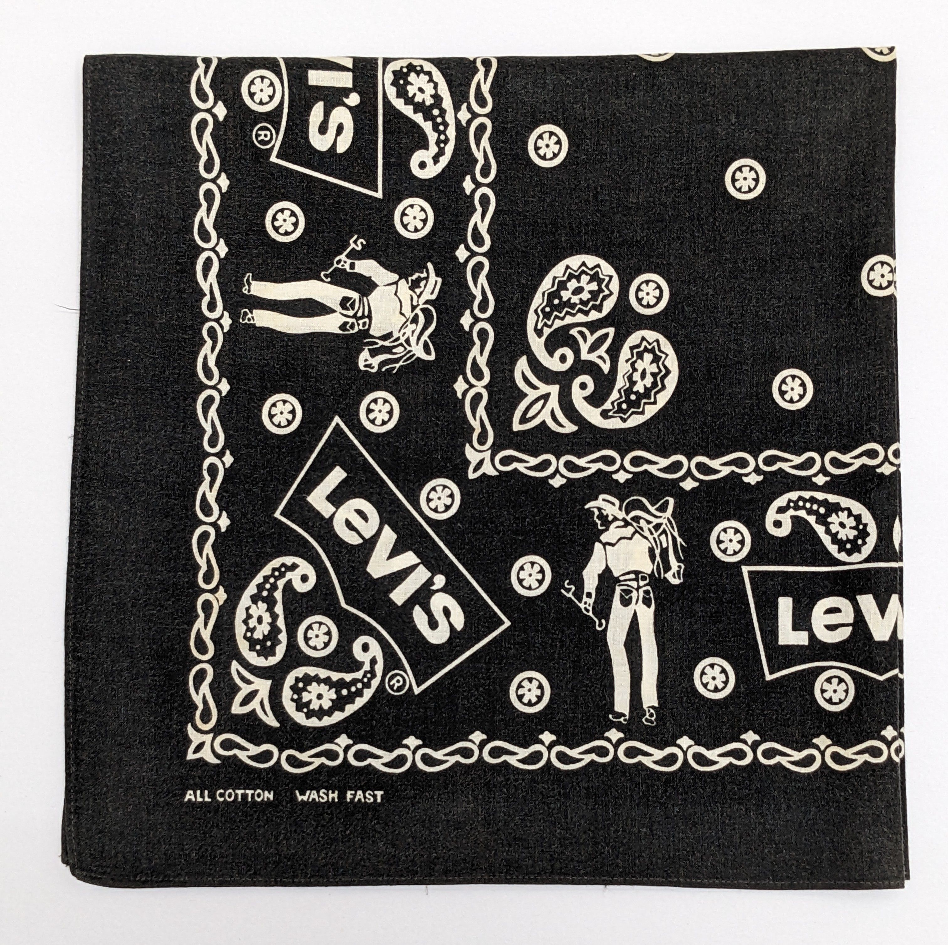 Levi's Vintage Levi’s Bandana Black Cowboy Paisley Made In Usa Size ONE SIZE - 1 Thumbnail