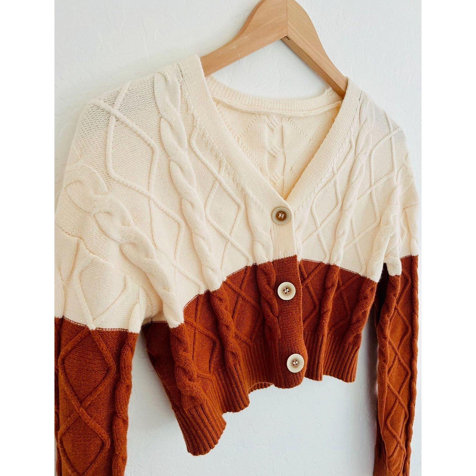Cider Cropped Boutique Cable Knit Sweater Cardigan NEW M Size M / US 6-8 / IT 42-44 - 2 Thumbnail