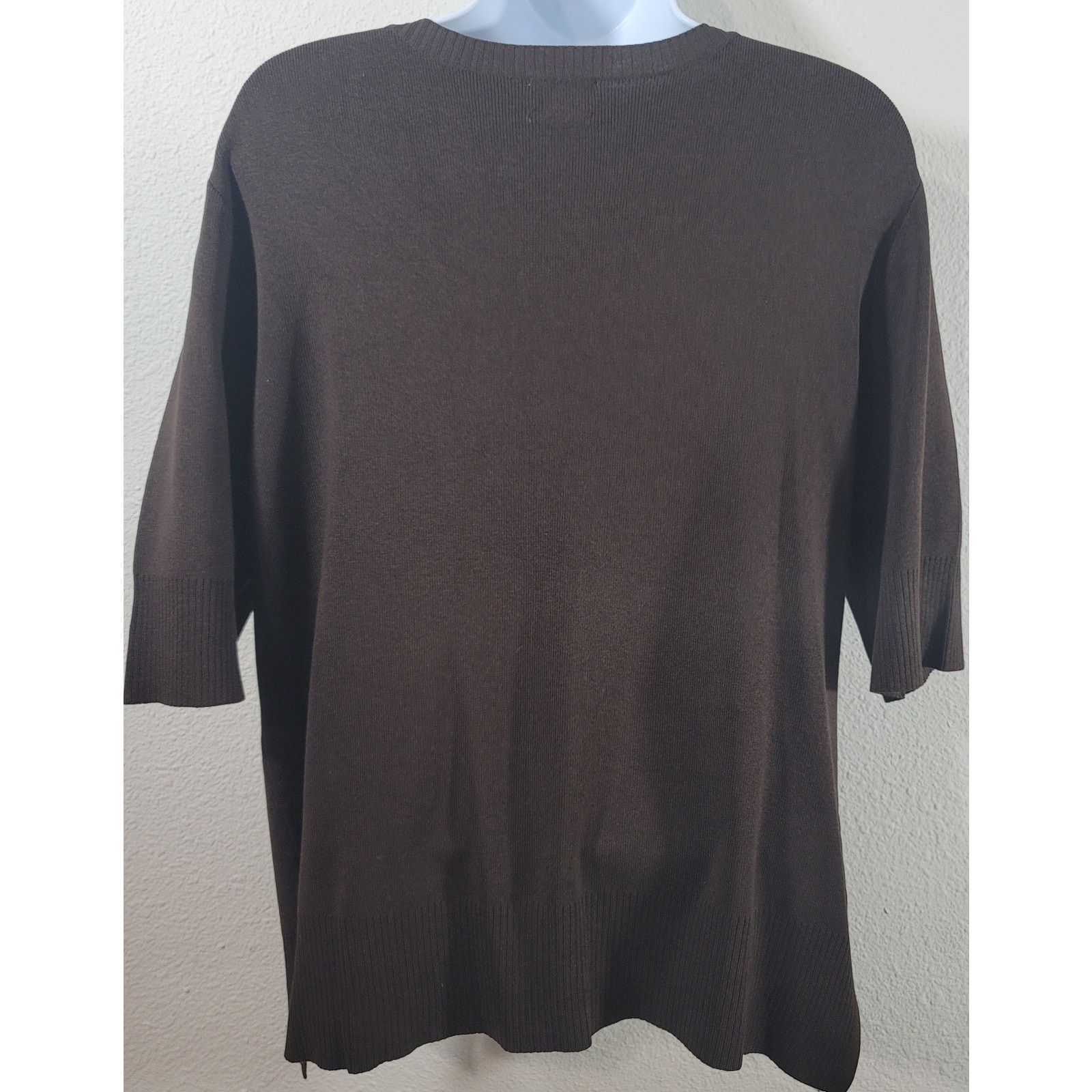 Chicos Chico's Brown Button Up Scoop Neck Top 2 Medium Lightweight Size M / US 6-8 / IT 42-44 - 3 Thumbnail