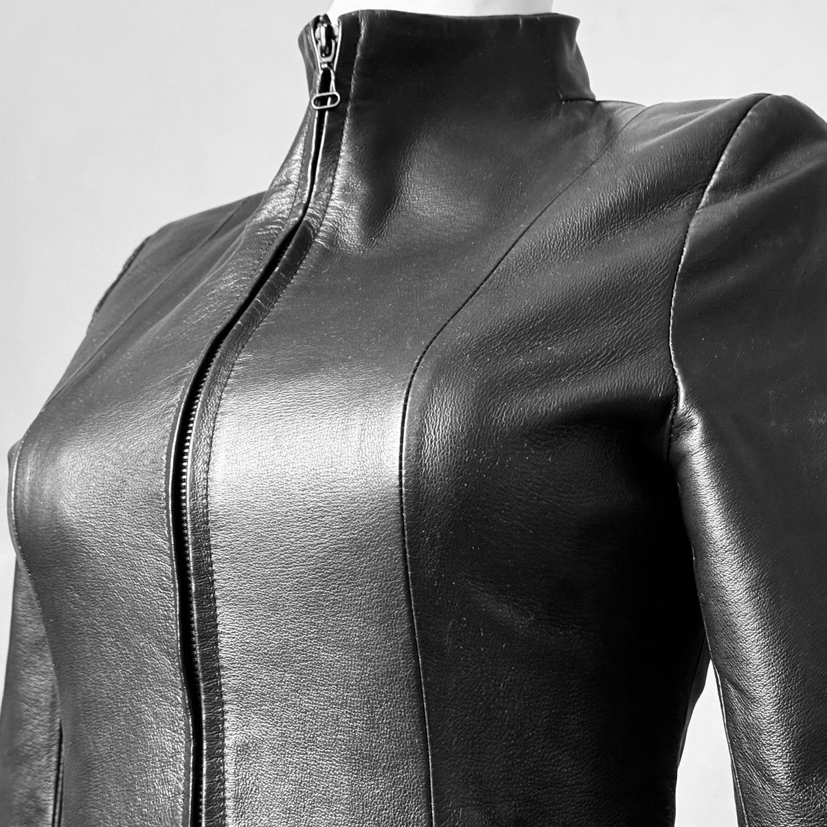 Vintage So sick fitted leather biker avant garde jacket Size S / US 4 / IT 40 - 6 Thumbnail