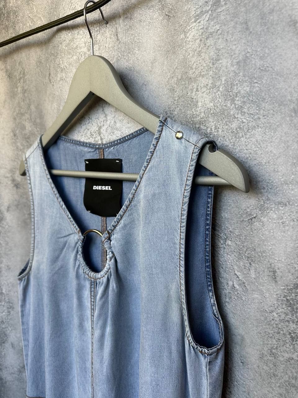 Diesel Diesel Sleeveless Denim Dress 100% Lyocell Casual Pockets Size L / US 10 / IT 46 - 6 Thumbnail