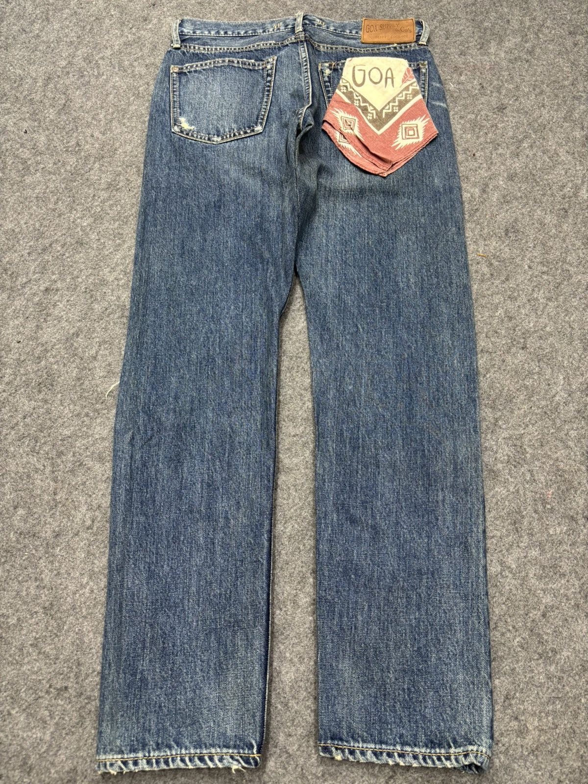 Japanese Brand 💥Insane💥GOA Japan Rare Sick Distressed Selvedge Denim F671 Size US 29 - 20 Thumbnail