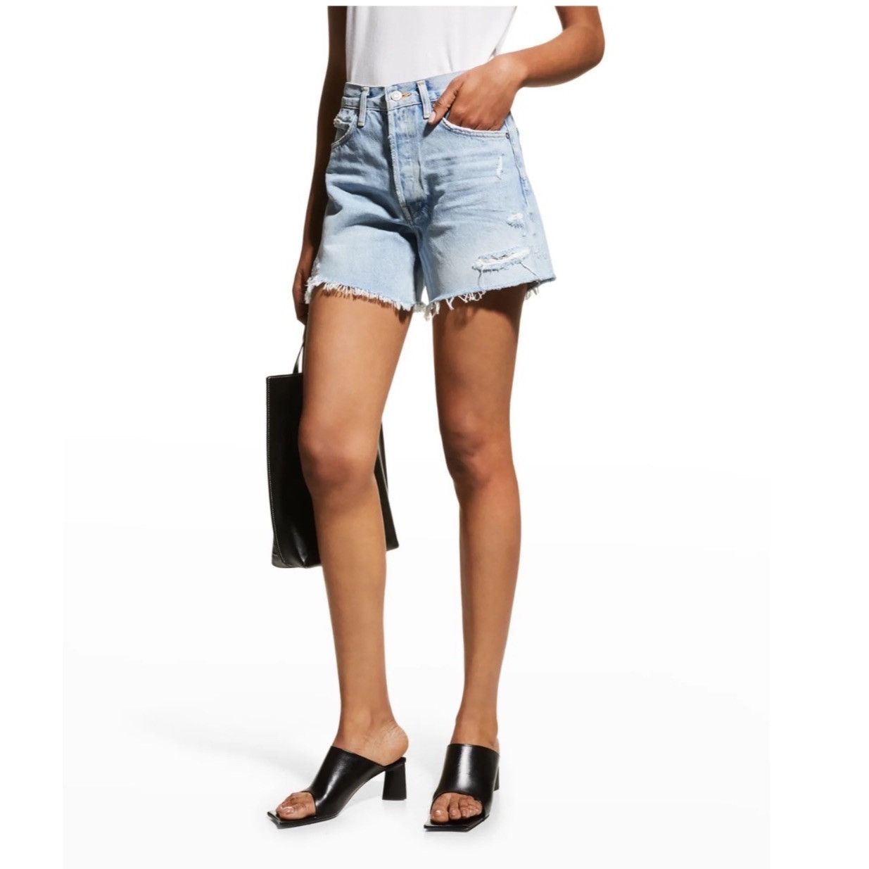 Agolde Agolde Parker Long Frayed Shorts Size 28" / US 6 / IT 42 - 1 Thumbnail