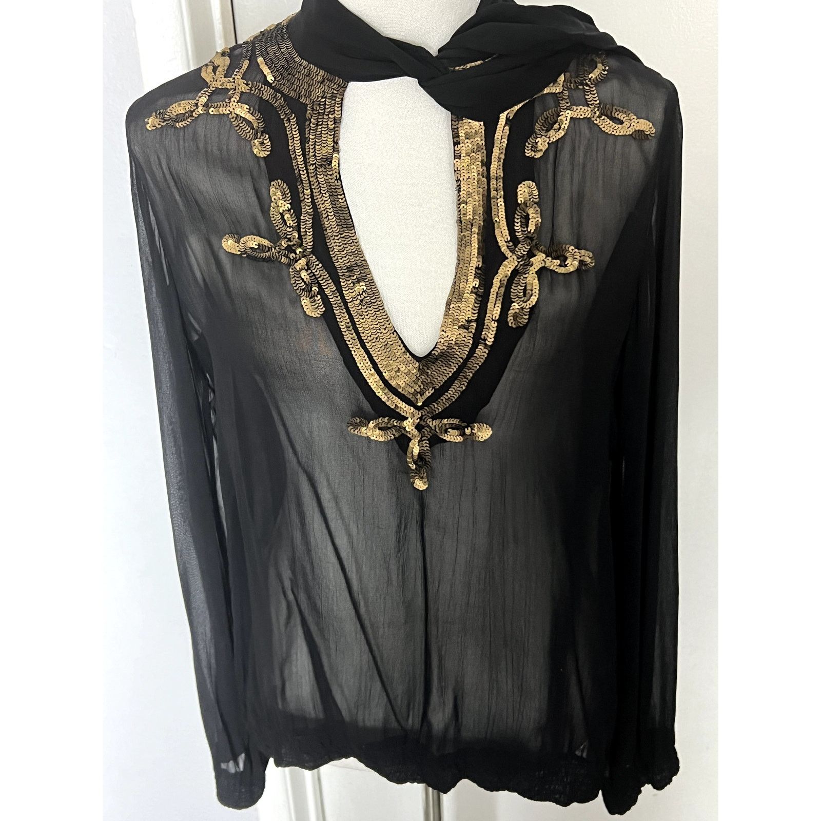 Antik Batik Antik Batik sheer black and gold sequin blouse Sz S Size S / US 4 / IT 40 - 4 Thumbnail