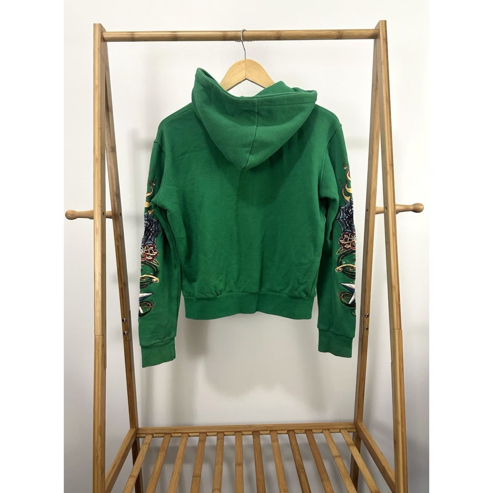 Ed Hardy Mirika VTG Y2K Widow Spider Dagger Flame Ed Hardy Sleeve Graphic Zip Hoodie M Womens Black Full Zip Grunge Fire Web 2000s Size M / US 6-8 / IT 42-44 - 2 Thumbnail