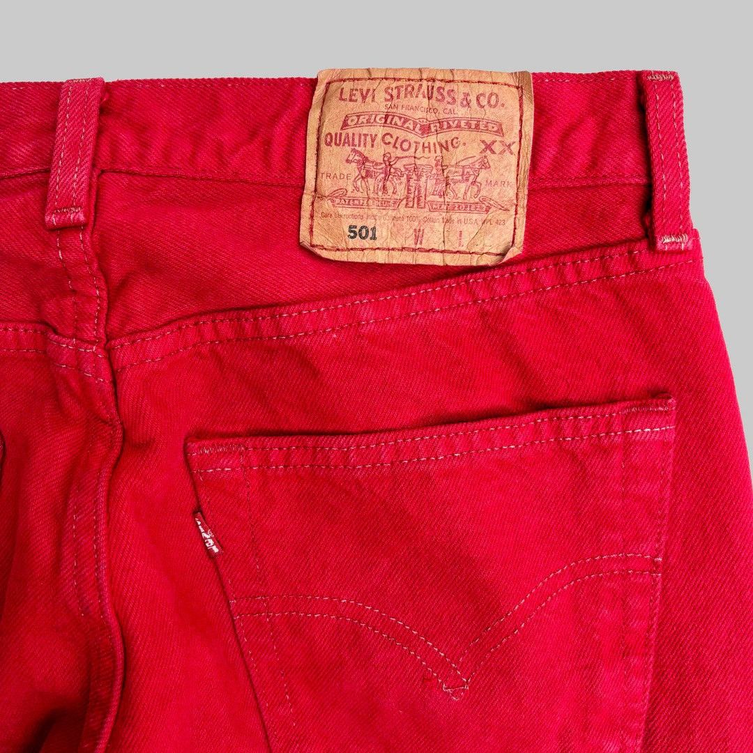 Levi's Levi’s 501 1990 90s Vintage W31 Red USA Made Denim Jeans Size 31" - 4 Thumbnail