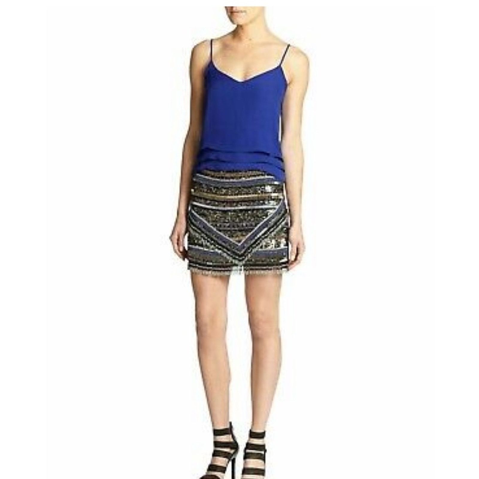 Parker PARKER Corsica Geometric Beaded Fringe Skirt Size 0 Size 25" / US 0 / IT 36 - 4 Thumbnail