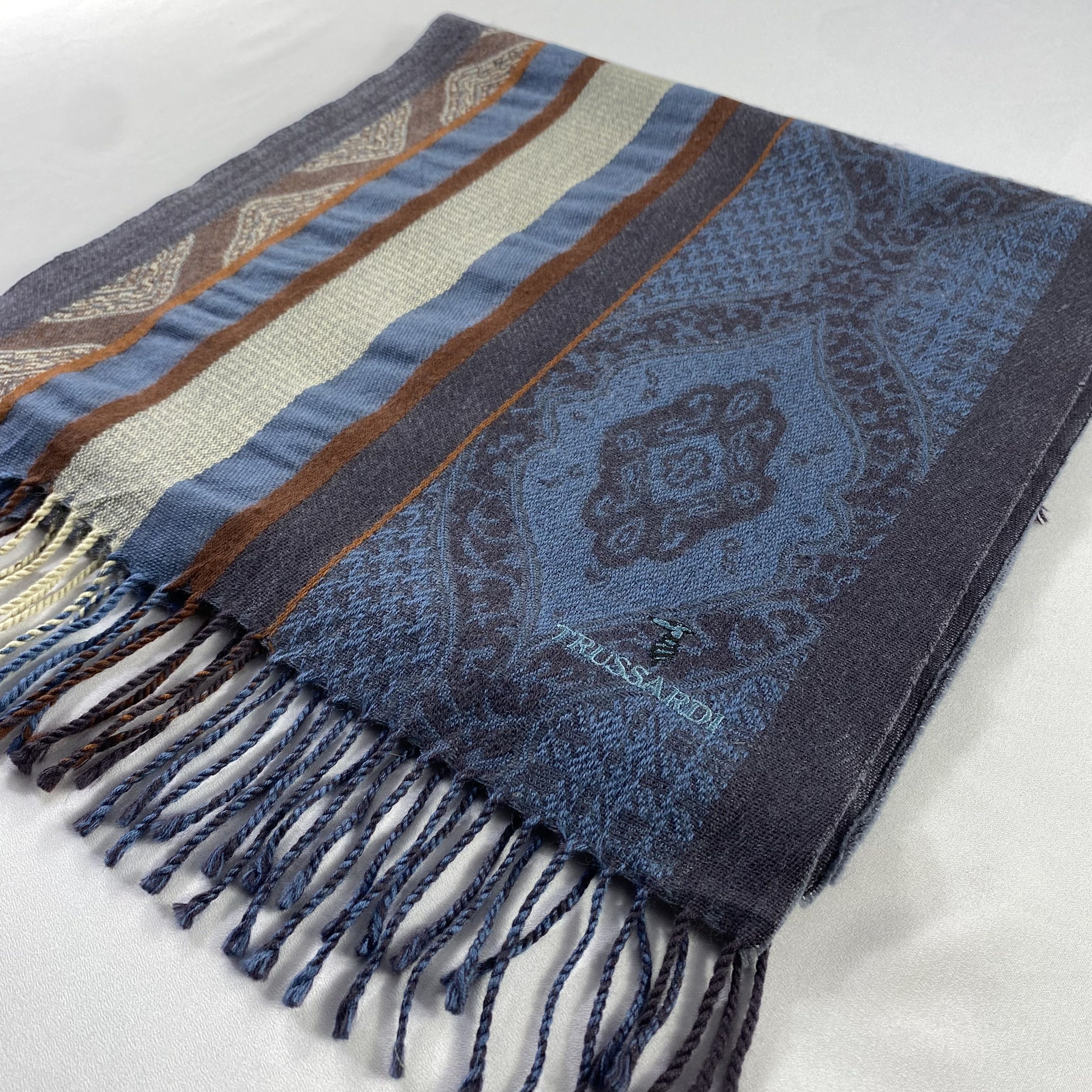 Trussardi Trussardi Scarf Paisley Neck Wrap Wool Muffler Size ONE SIZE - 3 Thumbnail