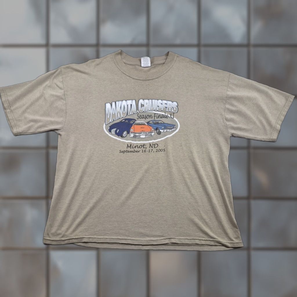 Jerzees VINTAGE Dakota Cruisers Shirt Mens XL Beige Jerzees Car Show Minot ND 2005 Size US XL / EU 56 / 4 - 1 Thumbnail