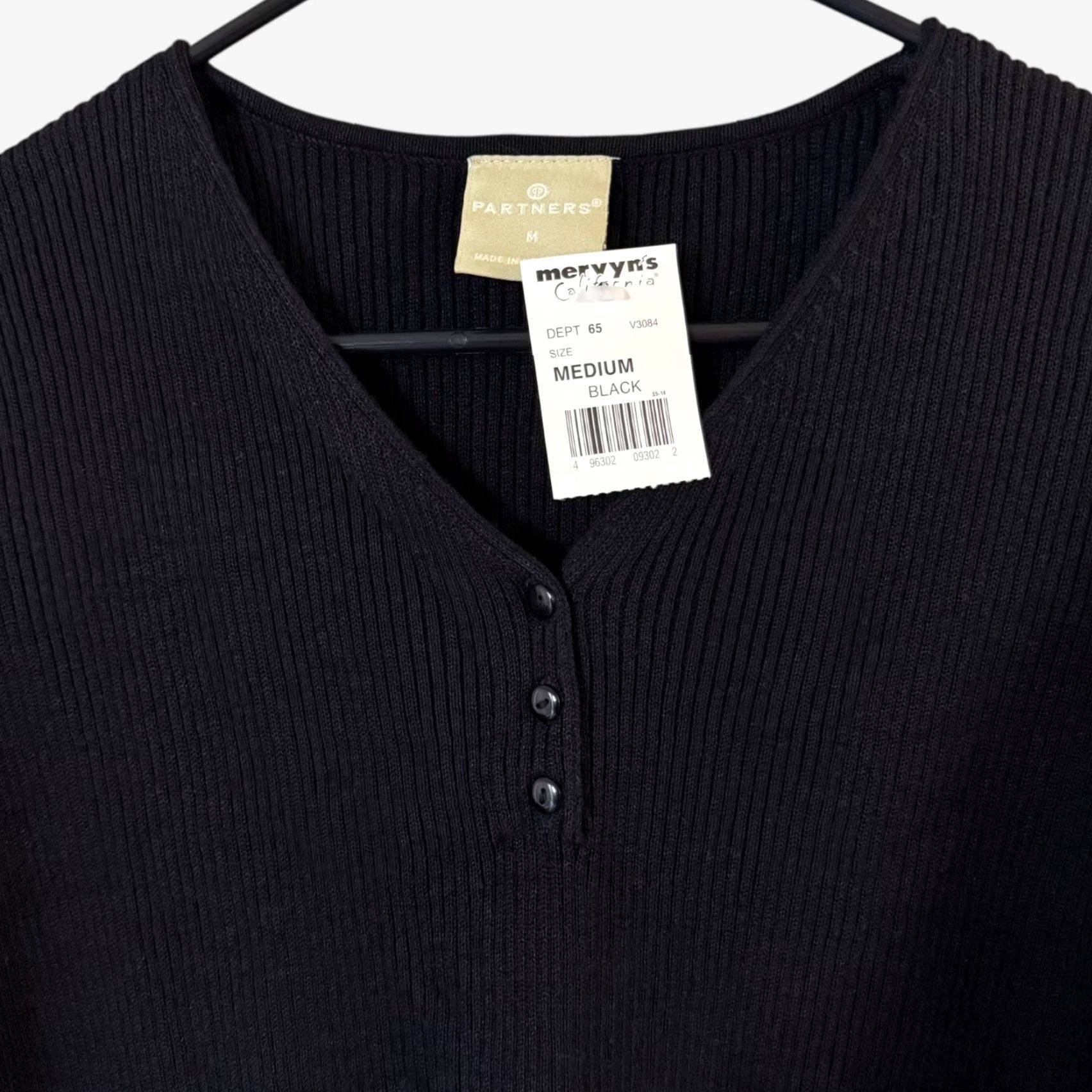 Vintage VINTAGE Mervyn's Partners Rib-Knit V-Neck Shirt Top Blouse Women M Black 55% Ramie 45% Cotton All-Season City Classic Vintage Brand Shirts Womens Size M / US 6-8 / IT 42-44 - 5 Thumbnail
