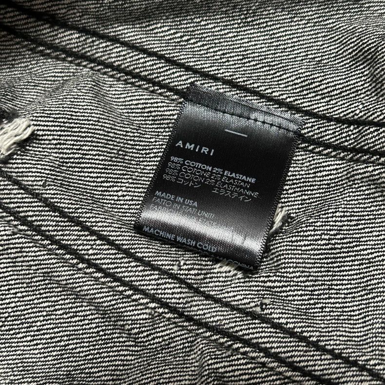 Amiri AMIRI bullet hole damage washed black denim jacket-2506 Size US S / EU 44-46 / 1 - 9 Thumbnail