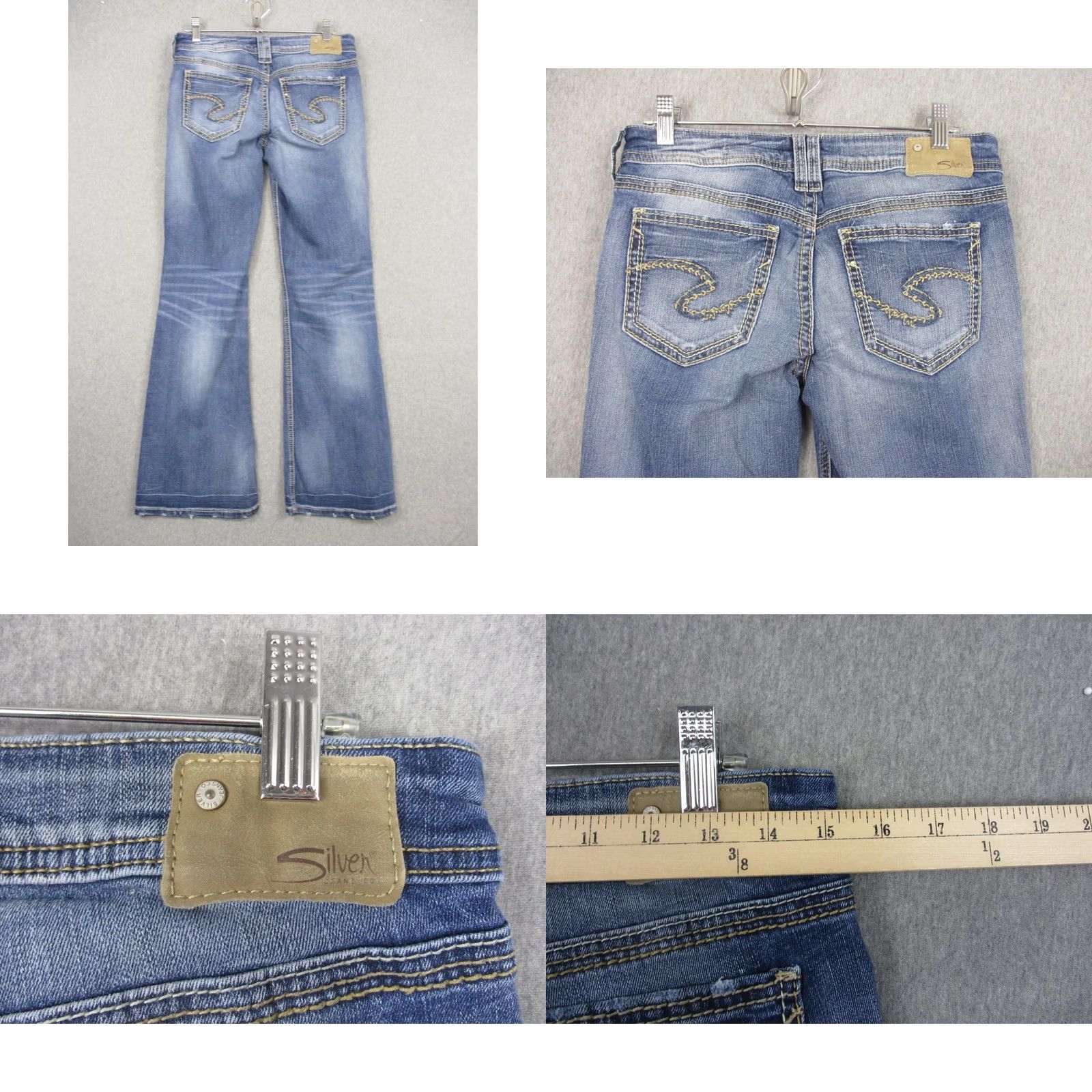 Silver Jeans Co. Silver Jeans Co Aiko Mid Flare Jeans Womens W29/L32 Blue Medium Wash Stretch 29x32 Size 29" - 8 Thumbnail