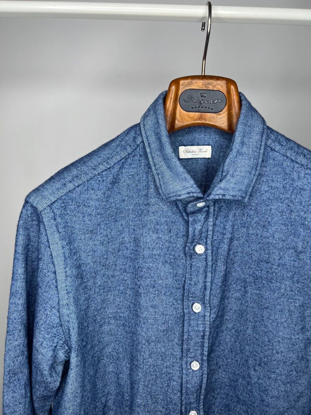 Salvatore Piccolo Salvatore Piccolo Napoli Flannel Blue Casual Shirt 44 17 1/2 Size US L / EU 52-54 / 3 - 2 Thumbnail