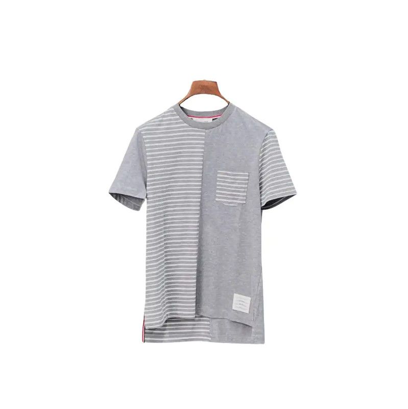 Thom Browne Thom Browne Gray Striped Short Sleeve T-Shirt 0089 Size US XL / EU 56 / 4 - 1 Thumbnail