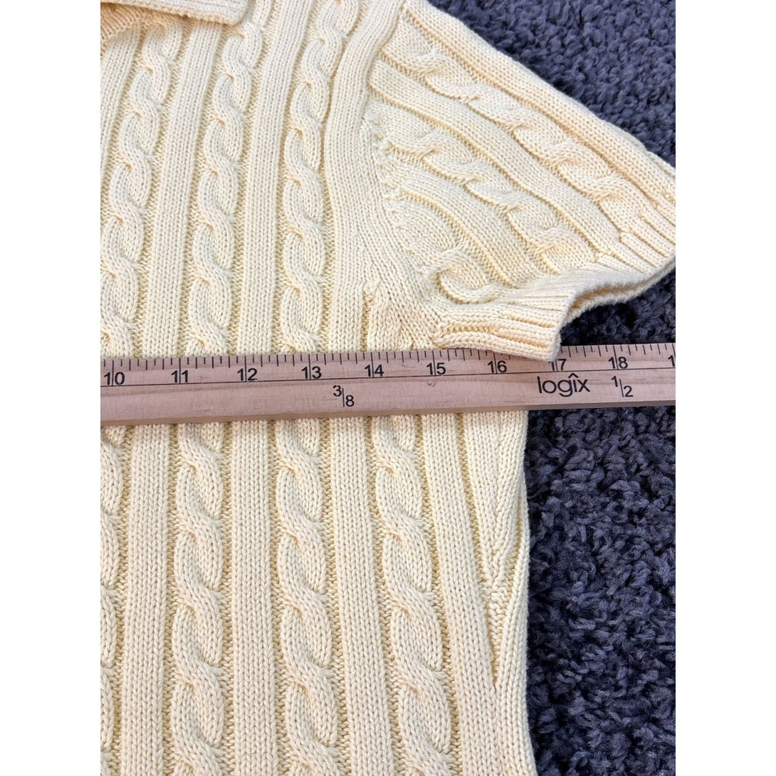 Vintage L.L. Bean Cardigan Sweater Womens Small Short Sleeve Cable Knit Chunky Yellow Y2K Size S / US 4 / IT 40 - 3 Thumbnail