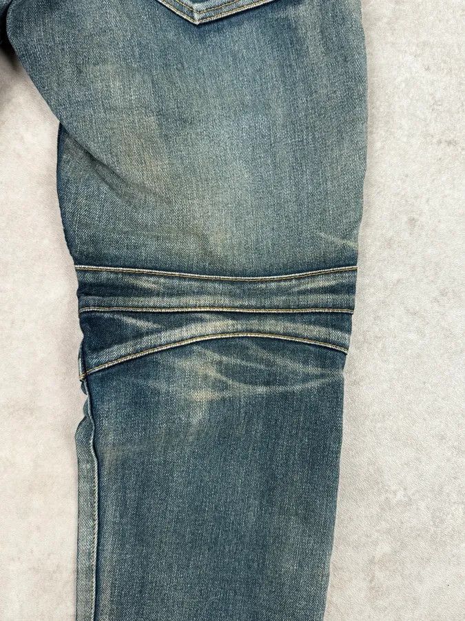 Balmain 2000s Balmain Blue Washed Biker Technical Jeans Size US 32 / EU 48 - 9 Thumbnail