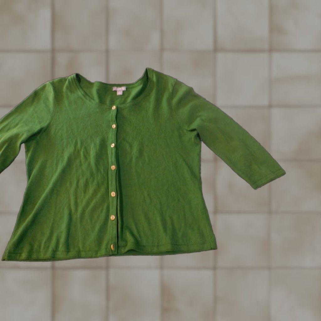 J. Jill J Jill Sweater Cardigan Womens Small Green Cotton Knit Cable-Knit Button Round Neck Casual Long Sleeve Vintage? No. Size S / US 4 / IT 40 - 1 Thumbnail