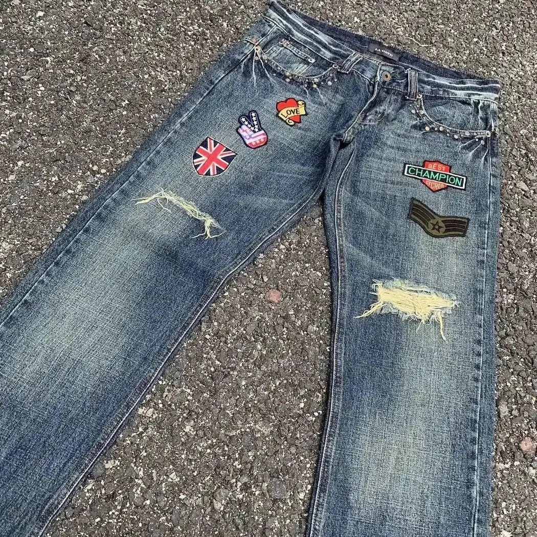 Hysteric Glamour W33 L33🔥La Gate Jeans Embroidery Denim Studded Ripped Pants Size US 33 - 5 Thumbnail