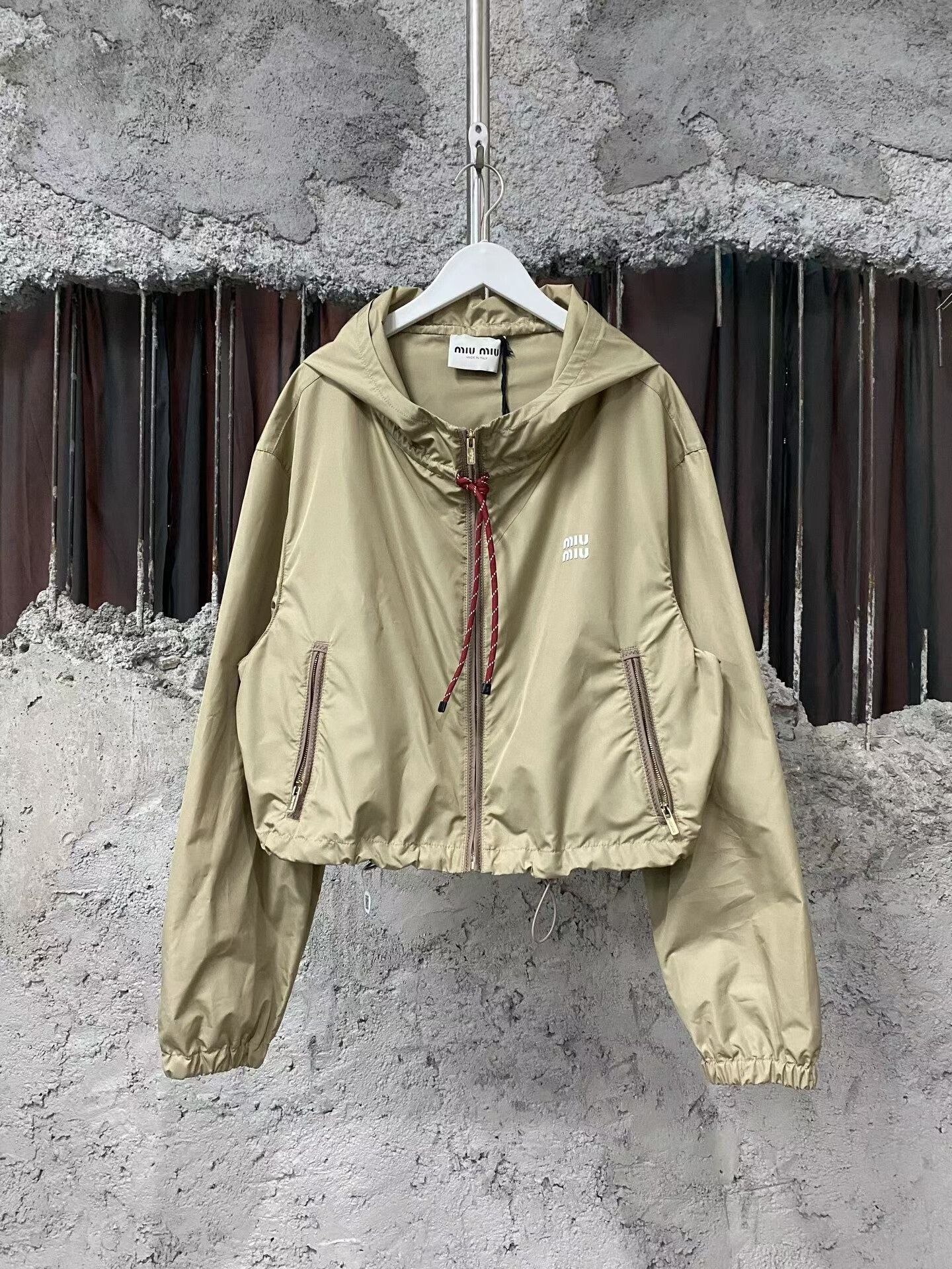 Miu Miu New Miu Miu Zip-Up Jacket in Light Khaki Size M / US 6-8 / IT 42-44 - 1 Thumbnail