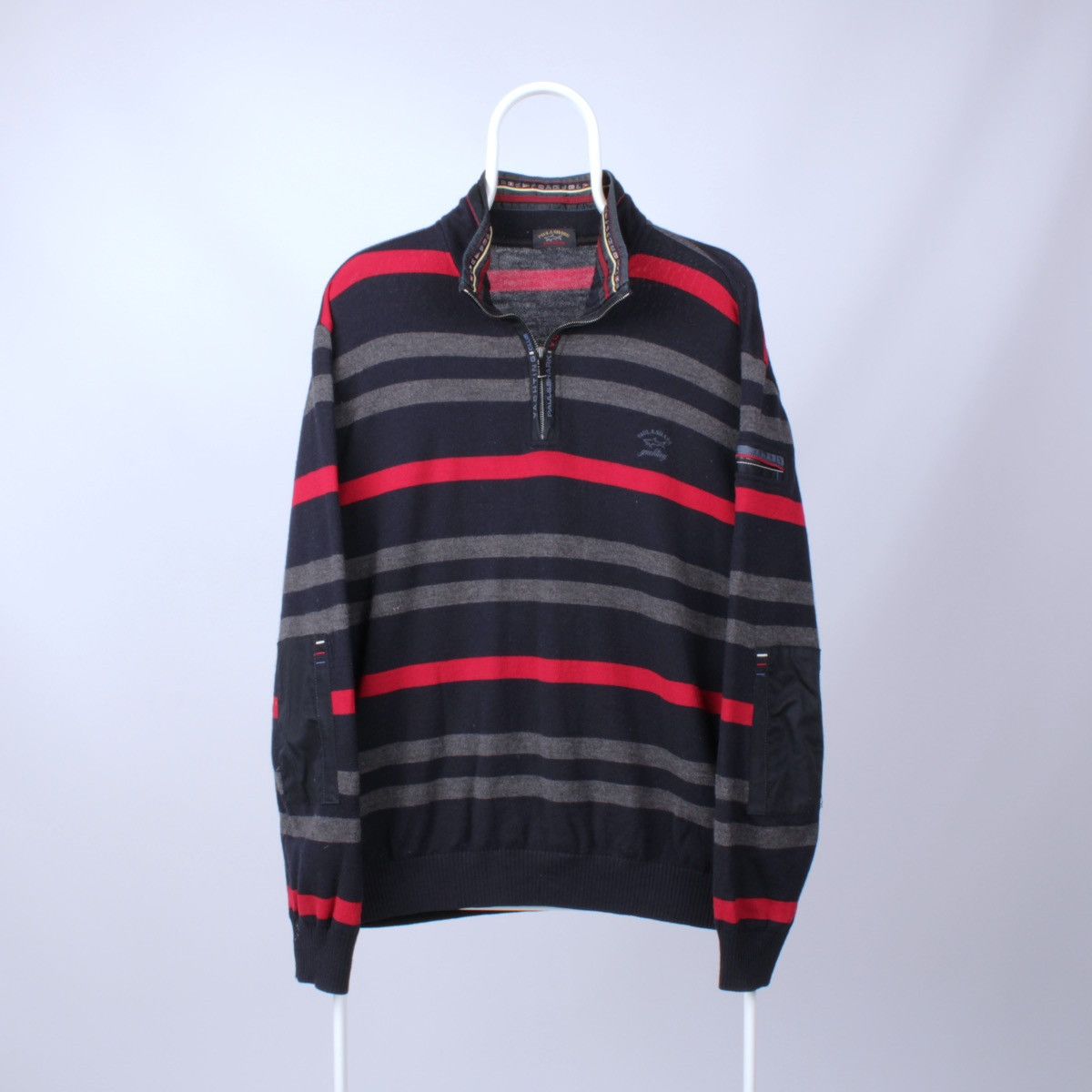 Designer × Paul & Shark PAUL SHARK Yachting Club Wool Half Zip 1/4 Striped Sweater Size US XL / EU 56 / 4 - 2 Thumbnail