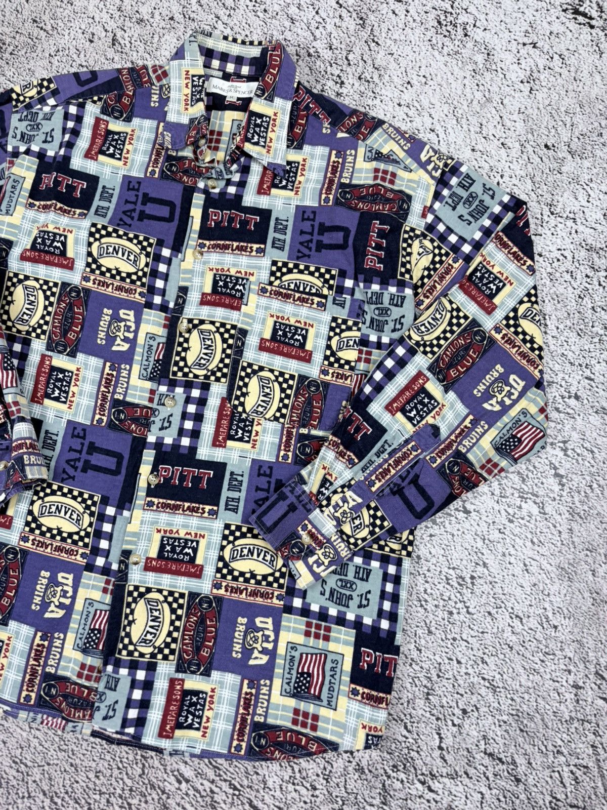 Japanese Brand Vintage Marks & Spencer All Over Print University Shirt M Size US M / EU 48-50 / 2 - 3 Thumbnail