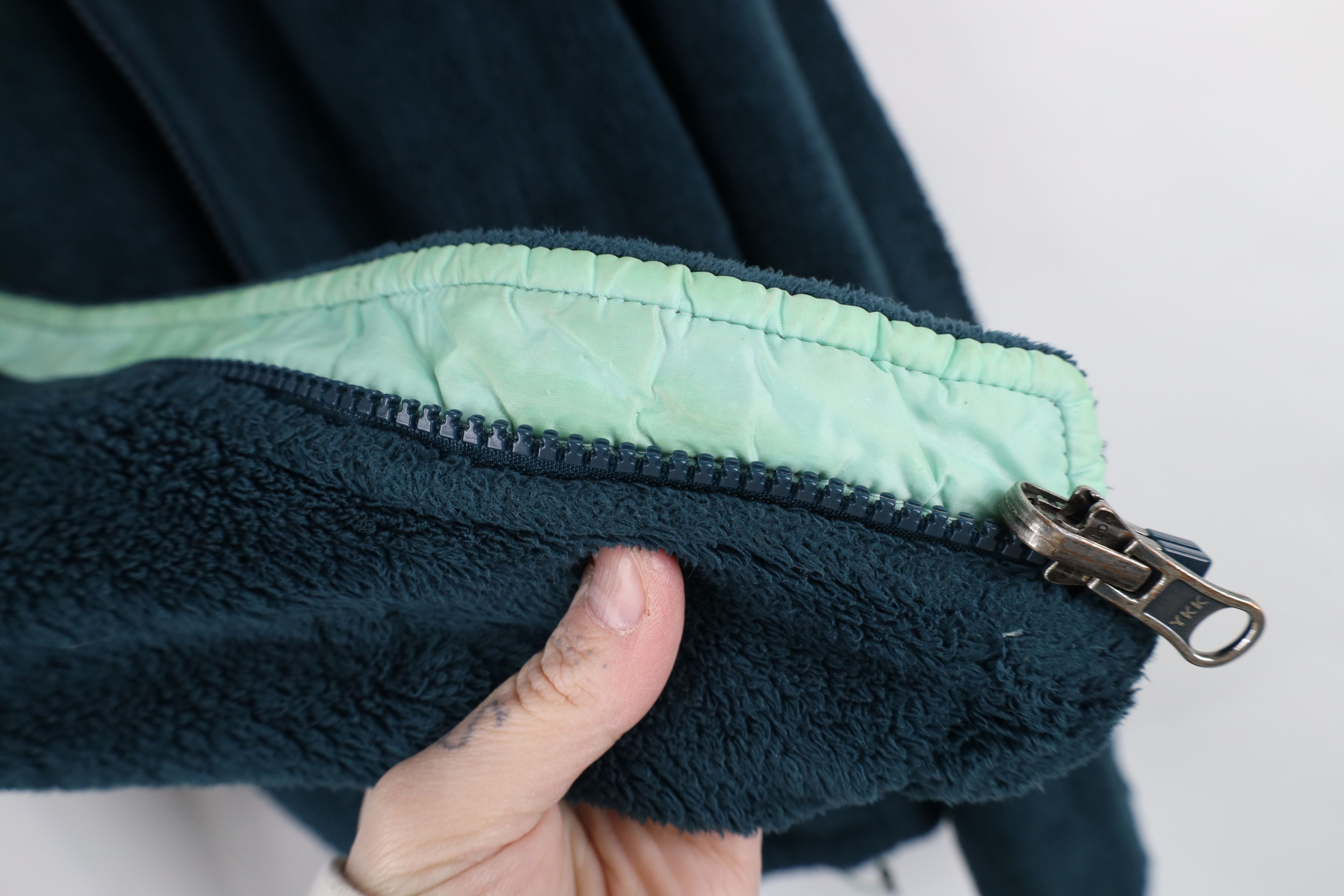 The North Face × Vintage Vintage The North Face Spell Fuzzy Shag Fleece Jacket Teal Size XS / US 0-2 / IT 36-38 - 9 Thumbnail