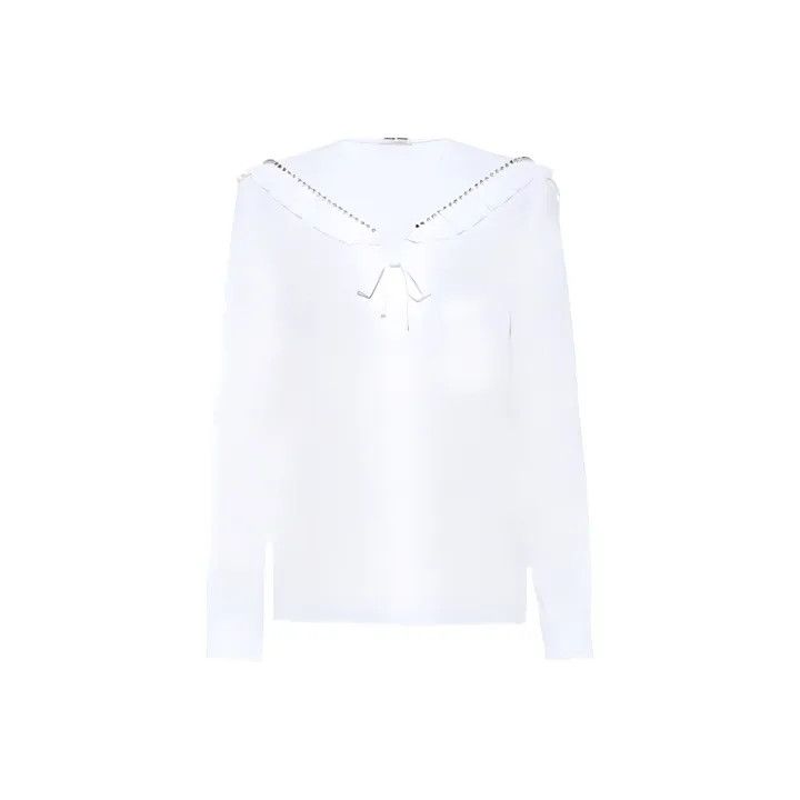 Miu Miu Miu Miu SS22 Crystal Long Sleeve Blouse 0079 Size M / US 6-8 / IT 42-44 - 1 Thumbnail