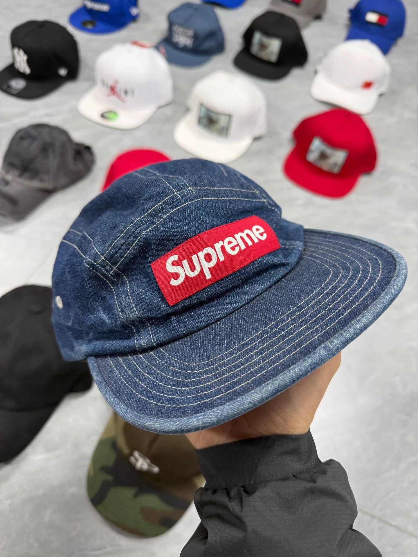 Supreme Supreme Denim Cotton Blue Hat 40.5 Men Size ONE SIZE - 1 Thumbnail