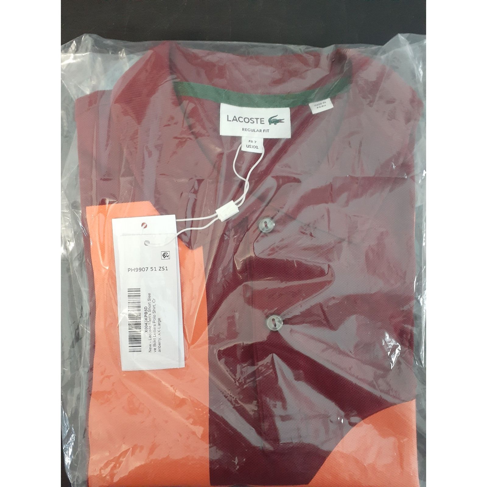 Lacoste Lacoste Men's Regular Fit Contrast Lettering Polo 2XL Size US XXL / EU 58 / 5 - 2 Thumbnail