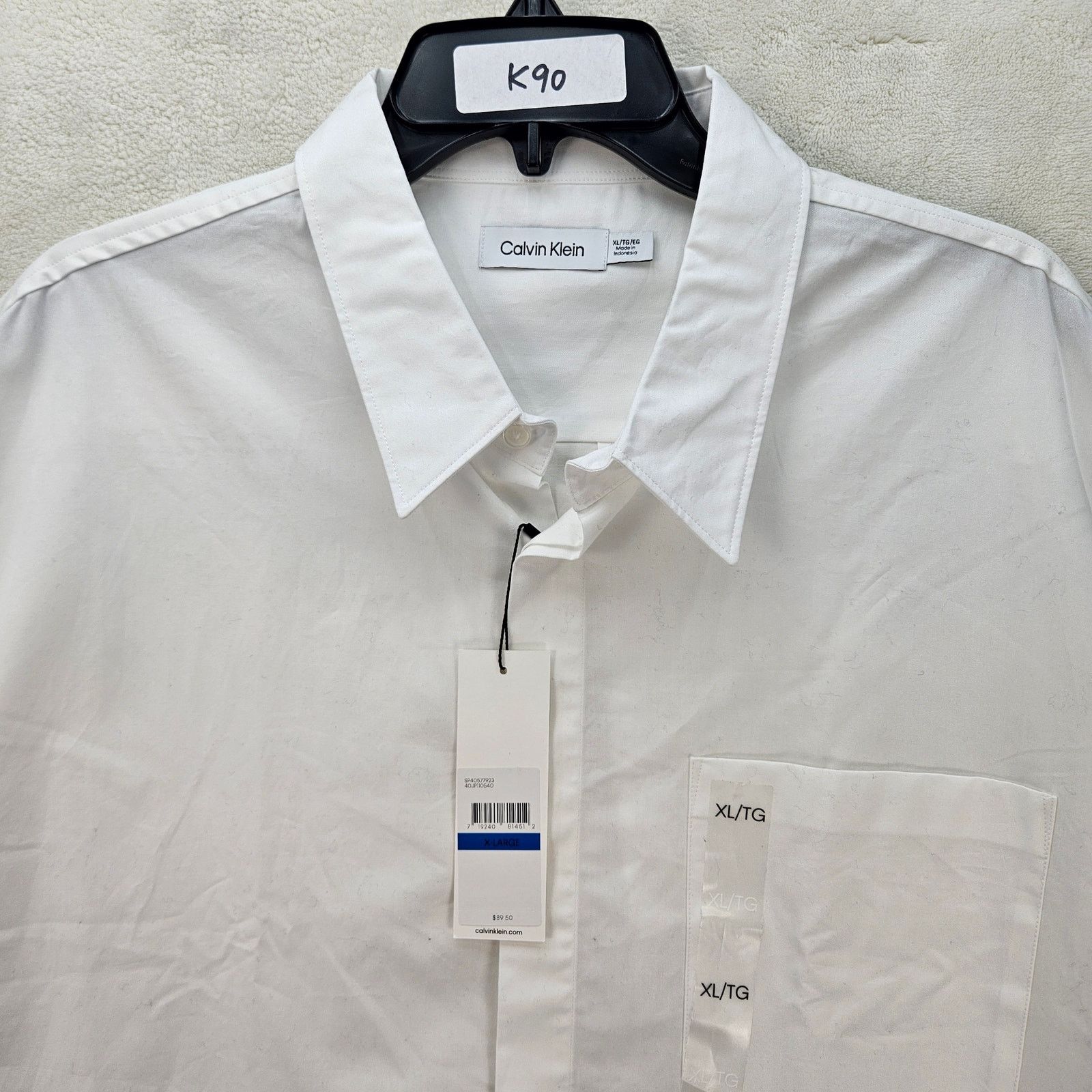 Calvin Klein CALVIN KLEIN MEN'S XL OVERSIZED CASUAL BUSINESS SHIRT WHITE Size US XL / EU 56 / 4 - 2 Thumbnail