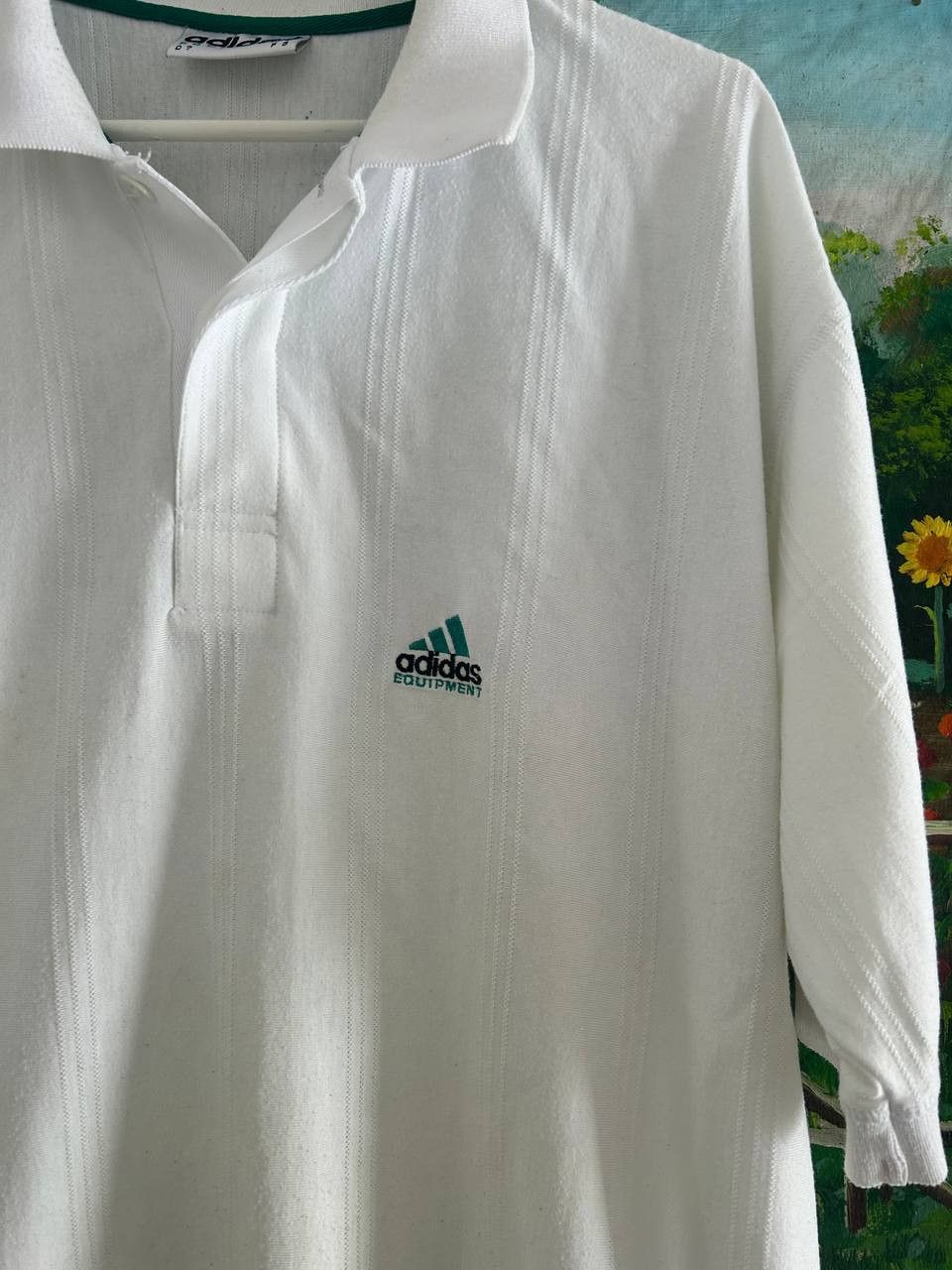 Adidas Vintage Adidas Equipment Polo Shirt White Green EQT 90s Size US L / EU 52-54 / 3 - 2 Thumbnail