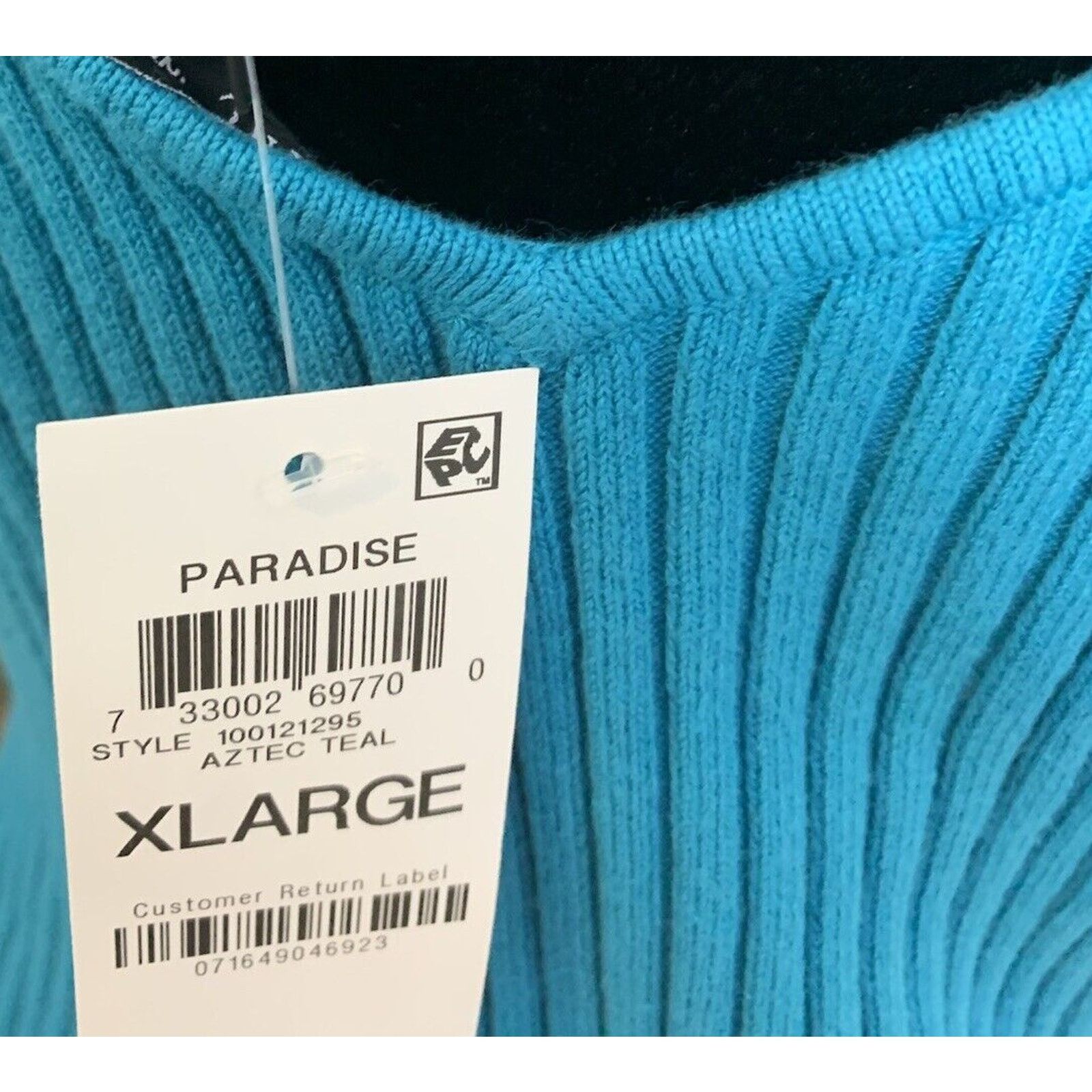 I.N.C INC Women Cyan Blue Ribbed Vneck Tank Top (Size XL, NWT) Size XL / US 12-14 / IT 48-50 - 7 Thumbnail