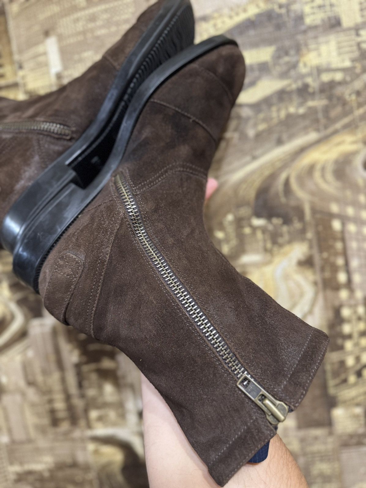 Hogan Hogan Leather Suede Biker Ankle Zip Boots Made in Italy Size US 11 / EU 44 - 8 Thumbnail
