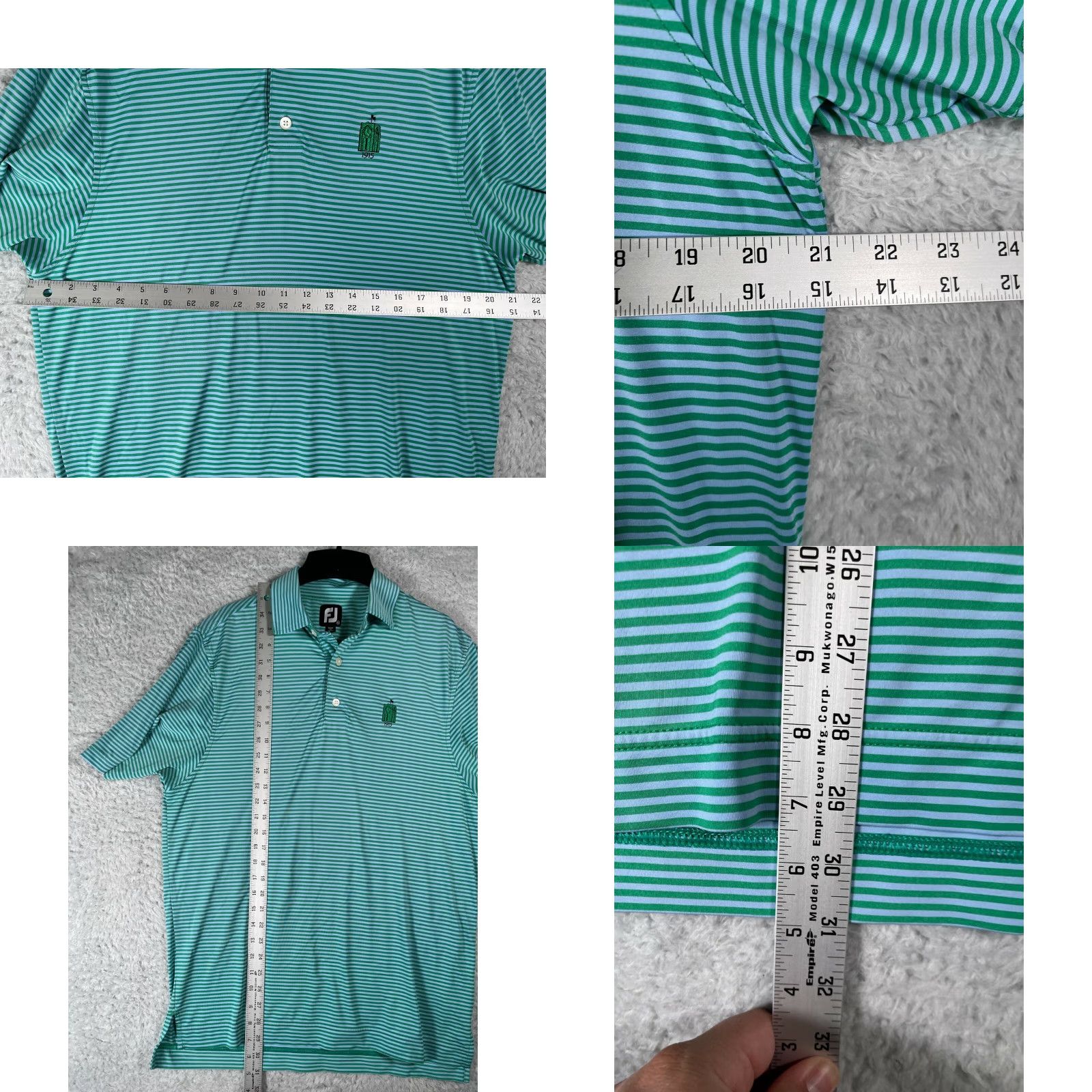 Footjoy FootJoy Polo Shirt Men M Green Striped Lightweight Golf Polo Shirt - FootJoy Men’s Polo Regular M Green Size US M / EU 48-50 / 2 - 8 Thumbnail