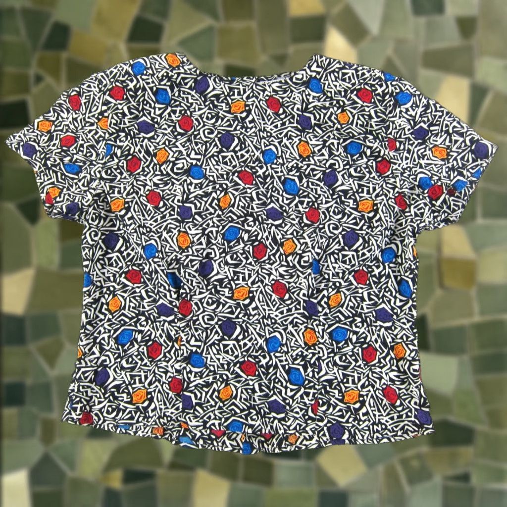 Vintage VINTAGE J. Ferrar Blouse Shirt 12 Black White Floral Rose Abstract Short Sleeve Womens Size XL / US 12-14 / IT 48-50 - 1 Thumbnail