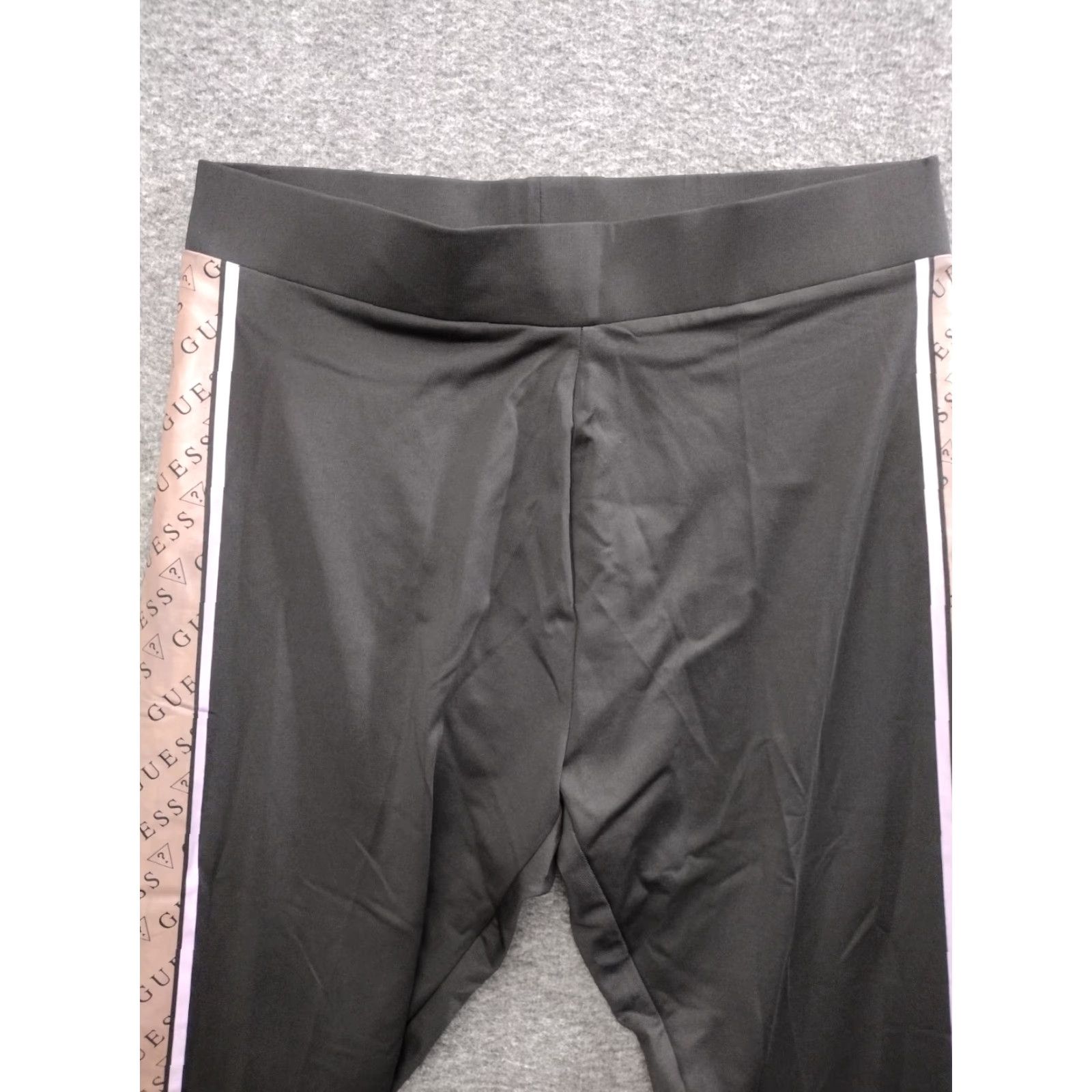 Guess GUESS Leggings Women's Black Lilac/Brown Logo Side Stripe High Rise Elastic Waistband Inseam 24 in Size 36" / US 14 / IT 50 - 3 Thumbnail
