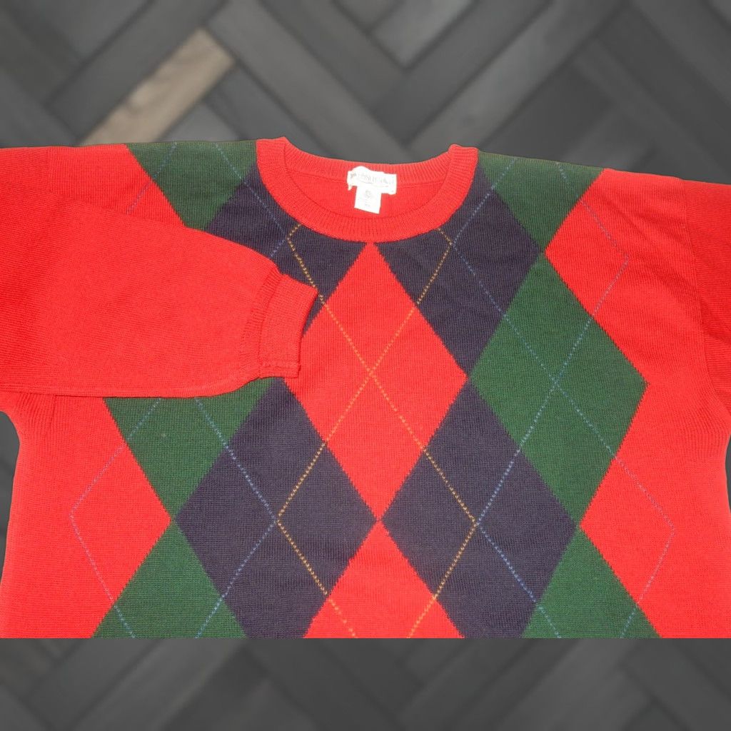 Vintage VINTAGE Tricots St Raphael Wool Sweater Men's XL Red Argyle 80s Pullover Size US XL / EU 56 / 4 - 1 Thumbnail