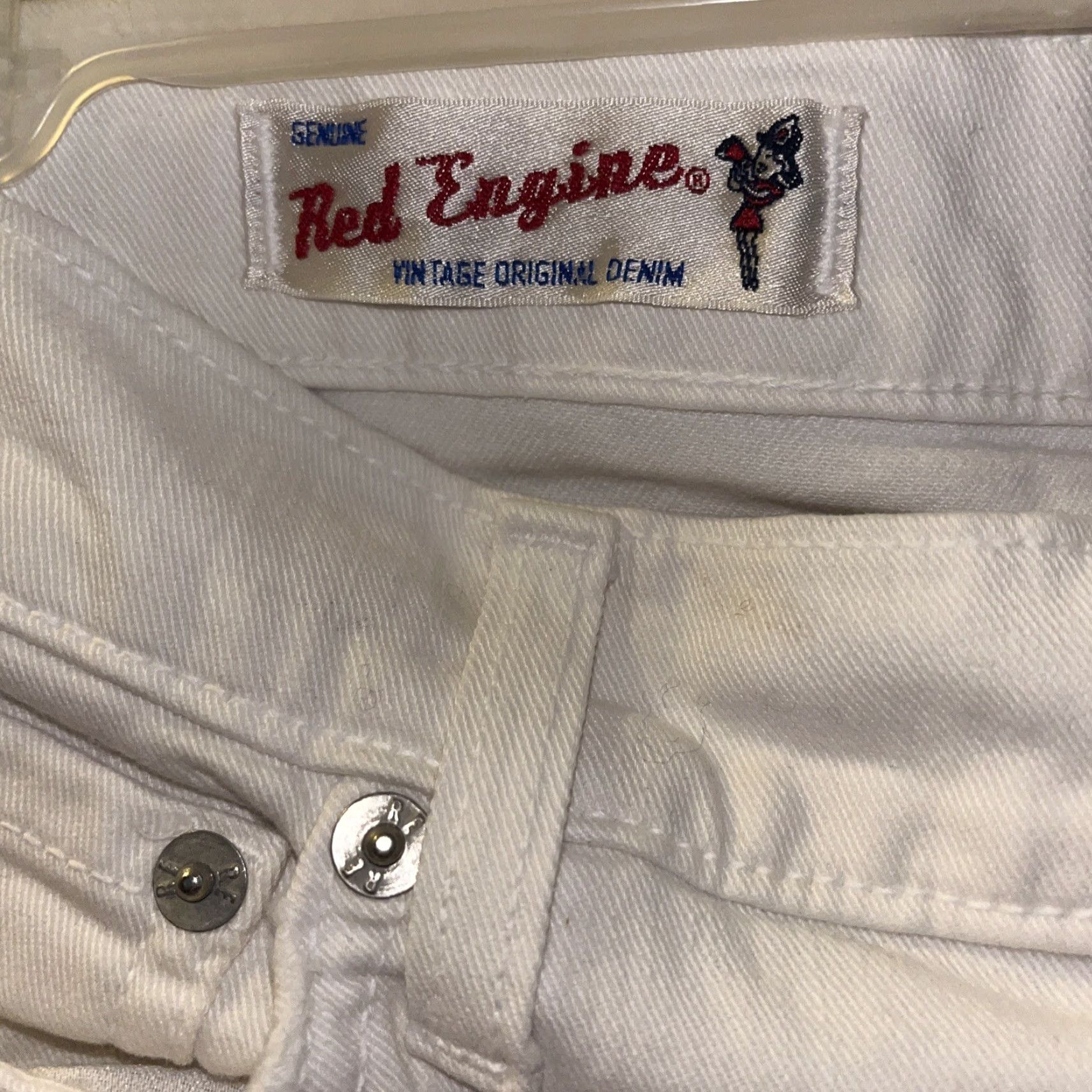 Denime VINTAGE Red Engine (Hotrod) Skinny Boyfriend Crop Jeans Shirt? Size 42" / US 20 - 3 Thumbnail