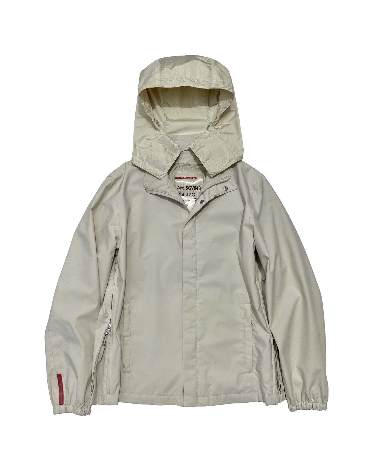 image of 2000's Prada Goretex Packable Hooded Light Jacket in Cream, Men's (Size Small)