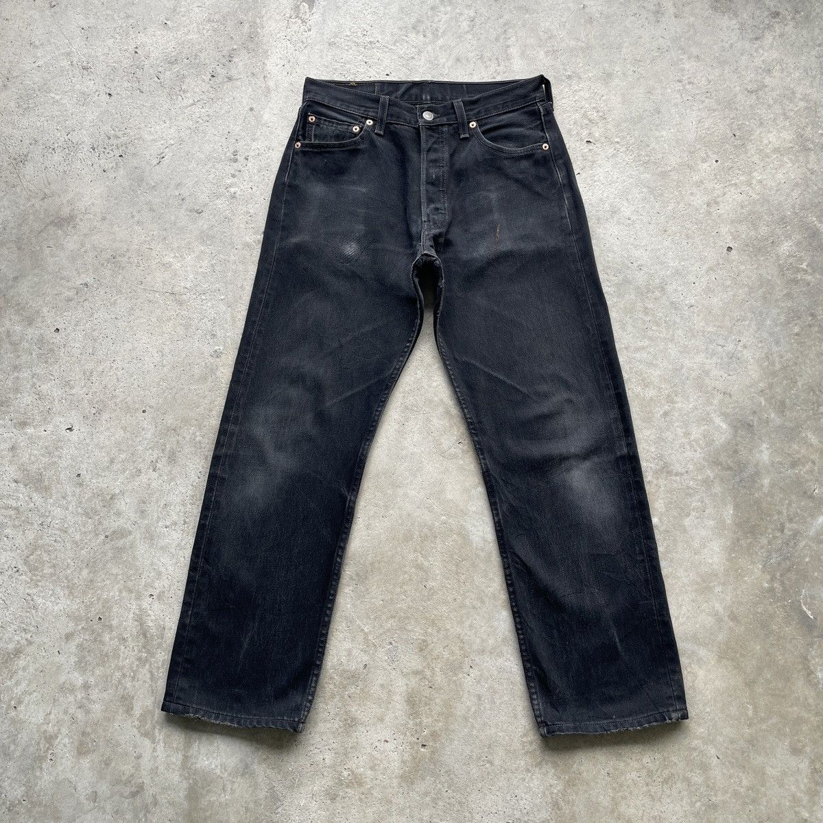 Levi's Vintage Clothing Vintage Levi’s 501 Black Faded Fly Button Denim Jeans Pants Size US 29 - 1 Thumbnail