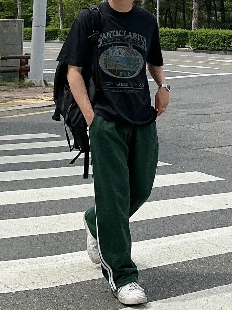 Japanese Brand × Jean Green Striped Track Pants Size US 32 / EU 48 - 1 Thumbnail