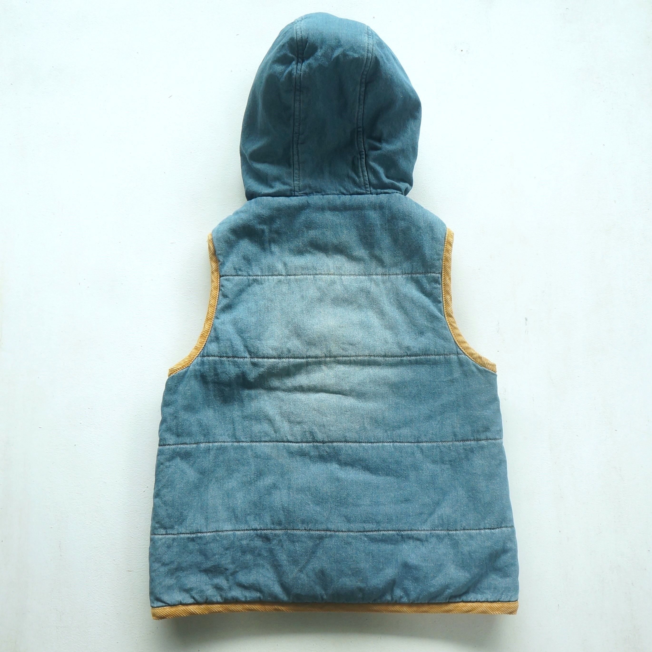 Japanese Brand Olive Des Olive Denim & Knit Hooded Vest Size S / US 4 / IT 40 - 2 Thumbnail