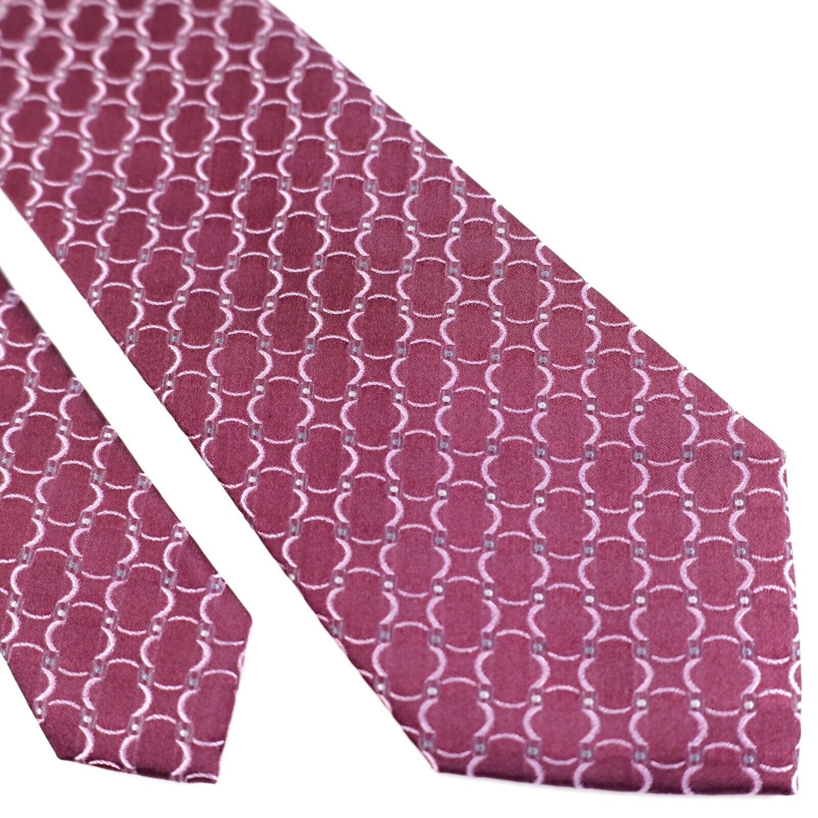 Calvin Klein Calvin Klein Red Burgundy Geometric Woven Tie Size ONE SIZE - 1 Thumbnail