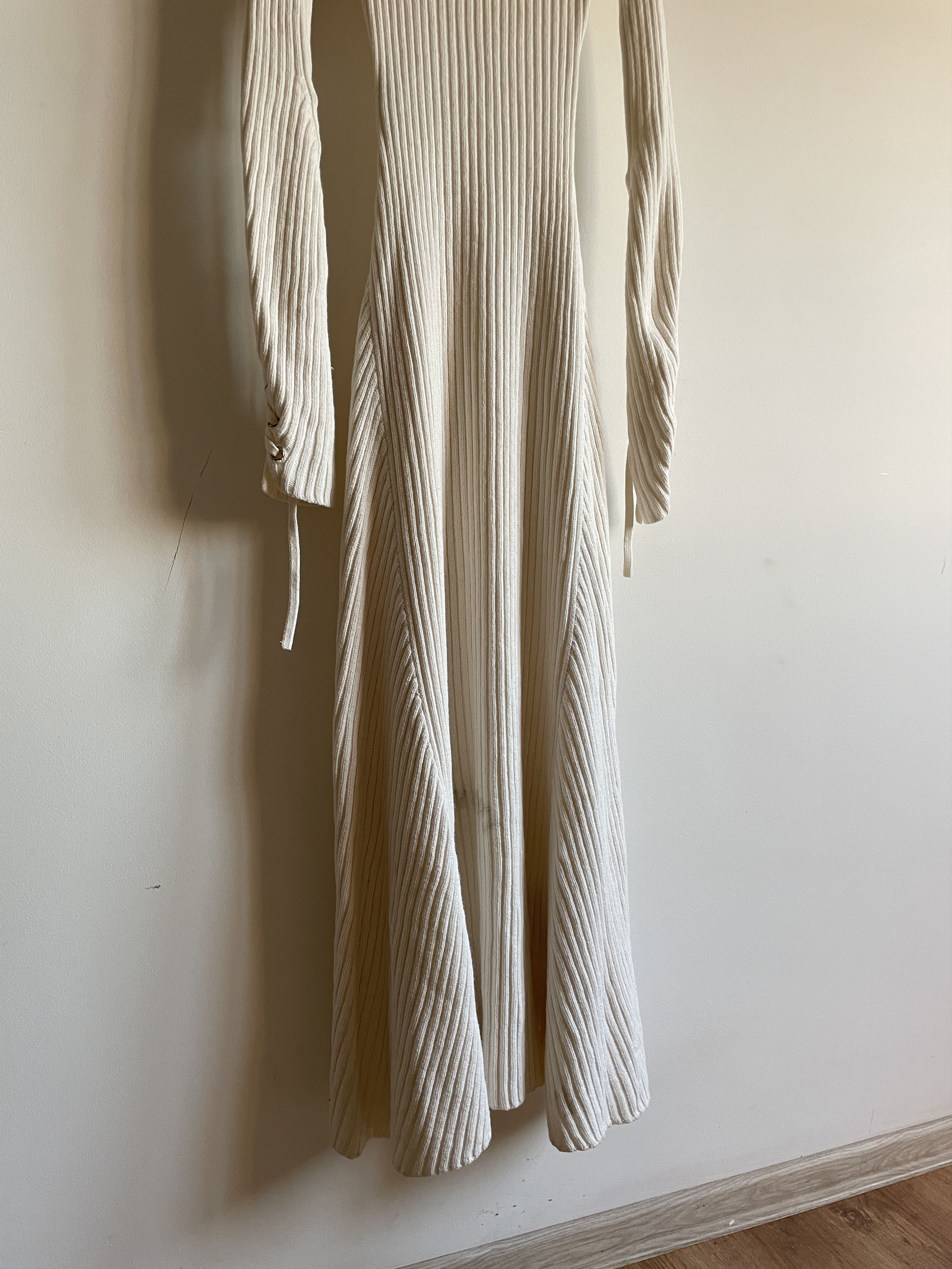 Maje Maje Rafaela Cotton/Wool Ribbed Lace-up Sleeve Maxi Dress Size S / US 4 / IT 40 - 7 Thumbnail