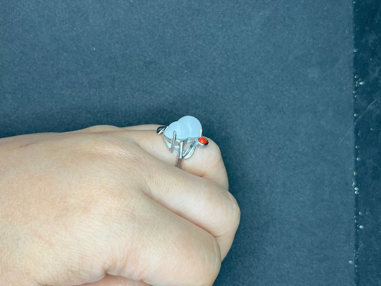 Jewelry White Gourd Jade Silver Ring - Size 7.5 Size ONE SIZE - 6 Thumbnail