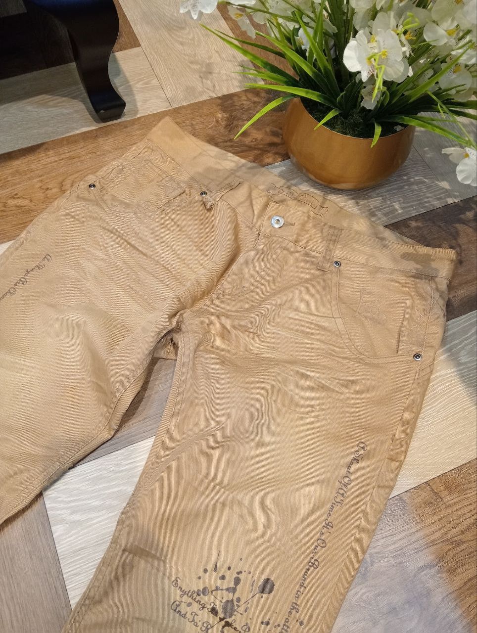 In The Attic IN THE ATTIC JAPAN EMBROIDERY SKULLS PANTS - SIZE L Size US 37 - 5 Thumbnail